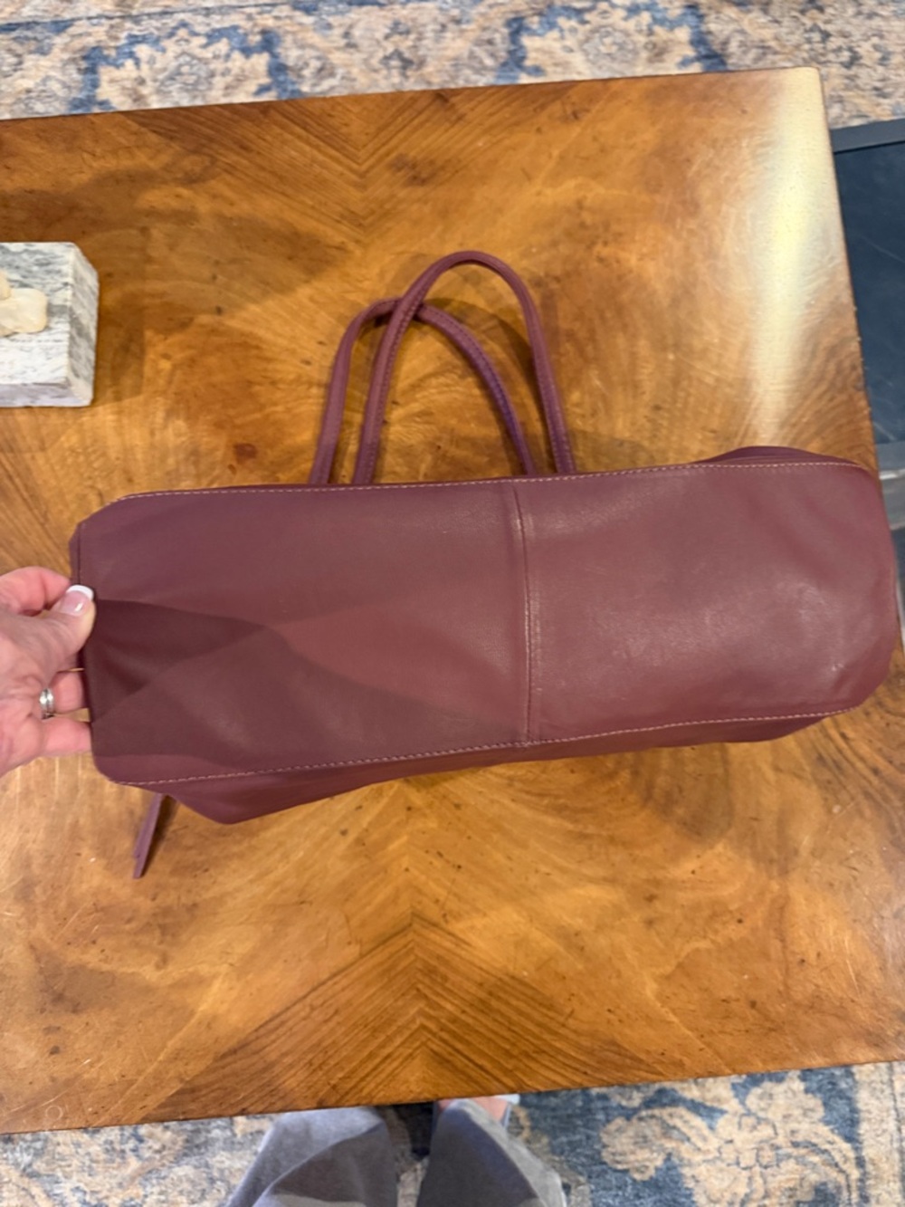 HOBO Burgundy Leather Double-Handle Shoulder Bag - Picture 7 of 13